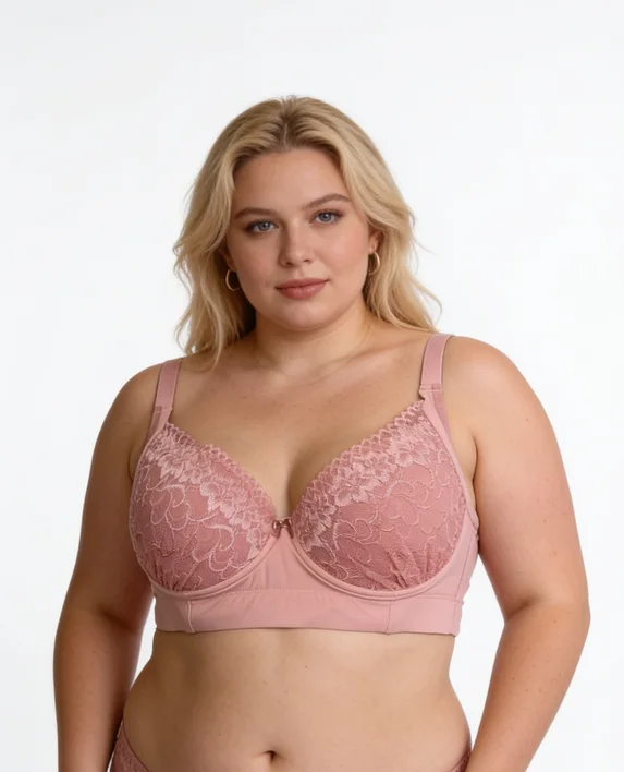 Pink Lace Full-Cup Plus-Size Bra