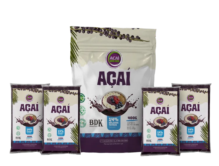 Frozen açaí pulp sachets